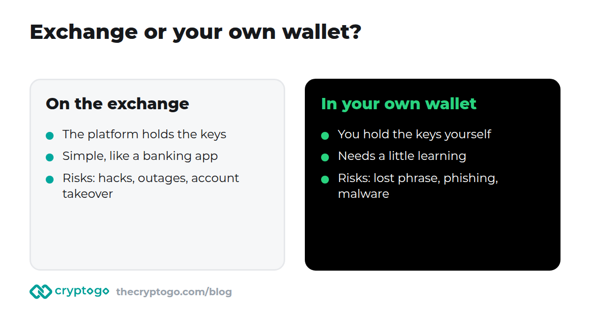 Keep crypto on the exchange or in your own wallet: a comparison